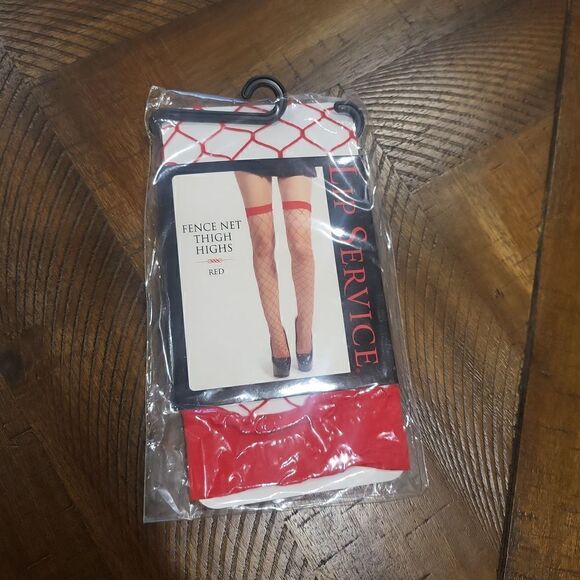 Lip Service Fish Net Thigh Highs Red One Size Fits Most - Picture 1 of 3